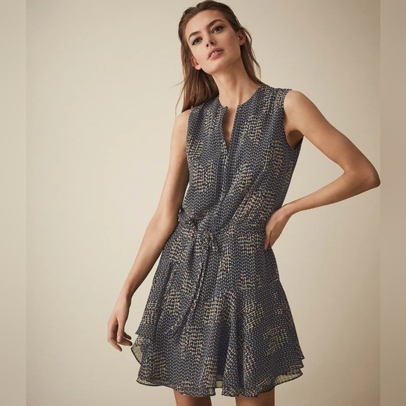 REISS Stefania Printed Dress in Black Yellow Multi Size 8. - Picture 15 of 16